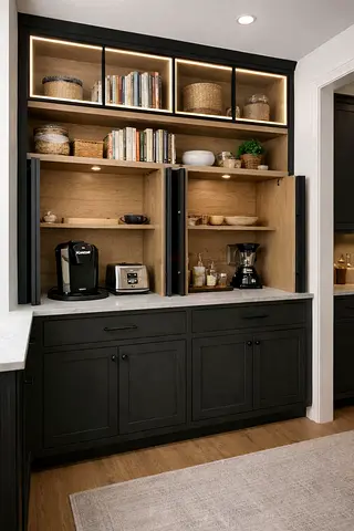 Stylish Kitchen Storage Cabinet with Open Shelves