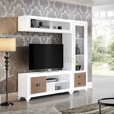 Minimalist Neo-Classical White TV Wall Unit