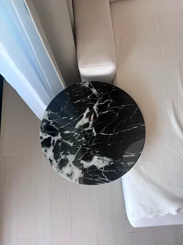 Stylish Round Side Table with Marble Top
