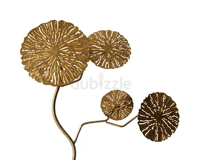 Elegant Gold Metal Floral Sculpture on Marble Base