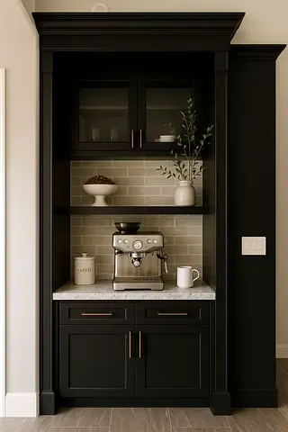 Stylish Coffee Station with Cabinets