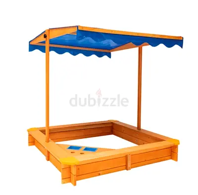 Brand New Large Wooden Sandbox with Canopy for Outdoor Fun