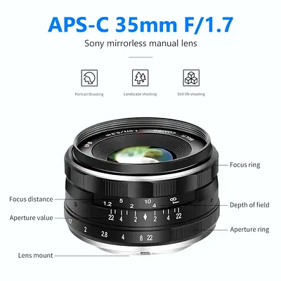 Sony APS-C 35mm F/1.7 Manual Lens for Mirrorless Cameras
