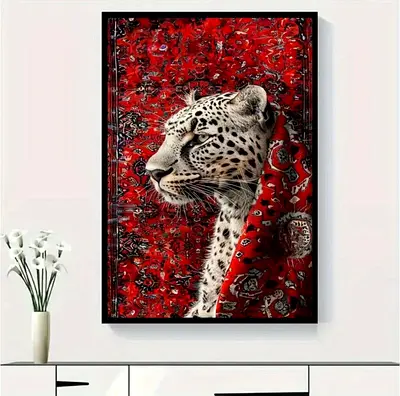 Wall Art frame - Regal Leopard on Persian Carpet !