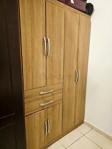 Queen size bed cot with mattress and 4 door cupboard (hardly used)- homecentre