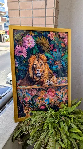 Wall Art frame - Bohemian Lion in Tub !