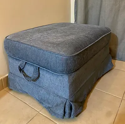 IKEA  Sofa/ Storage Ottoman in Soft Blue Fabric