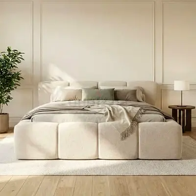 Contemporary Plush Bed with Cozy Accents