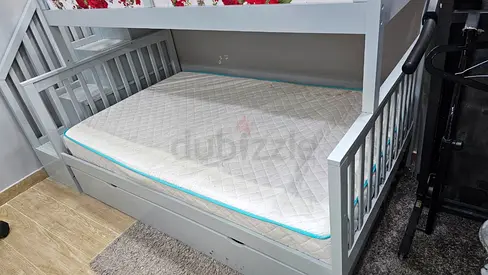 Sturdy light grey Wooden Bunk Bed