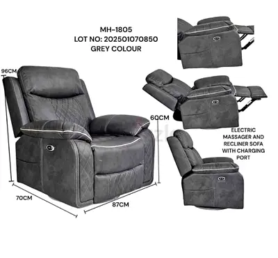 Electric Recliner Sofa with Massager and Charging Port