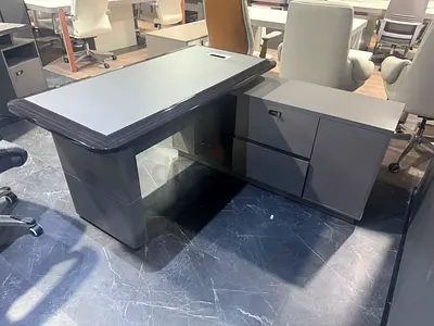 Modern Executive Office Desk with Storage