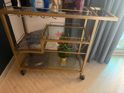 Stylish Gold and Glass Bar Cart