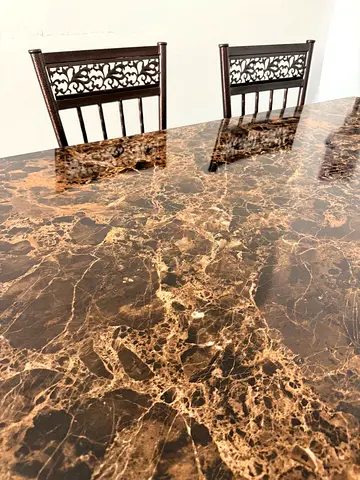 Elegant Marble Finish Dining Table with Stylish Chairs