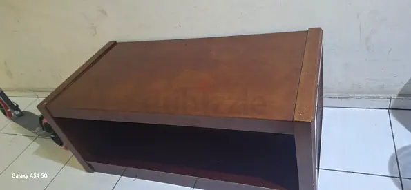 Sturdy Wooden Coffee Table with Open Shelf