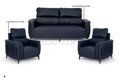 Stylish Leather Sofa Set with Armchairs