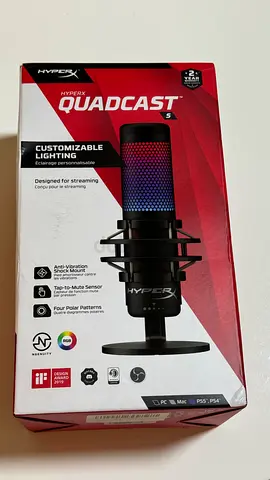 HyperX QuadCast S RGB USB Condenser Microphone – Brand New (Sealed in Box)