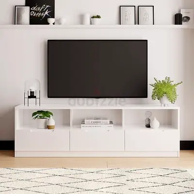 Minimalist All-White Floating Media Console