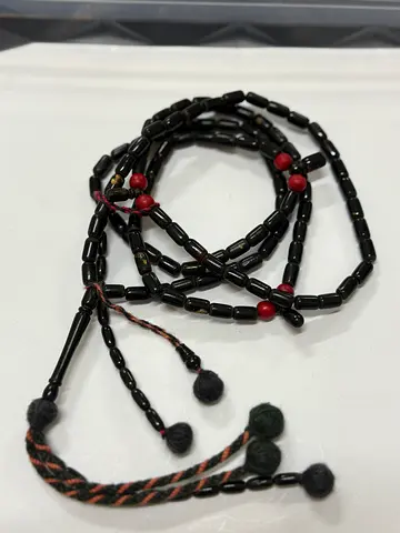 Unique Handmade prayer beads from natural jet stone (red sea Youser) (Misbah_مسباح)