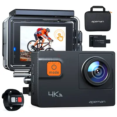 Apeman A87 Action Camera, UHD 4K/60fps 20MP Touchscreen WiFi Underwater Camcorder for Motorbike and