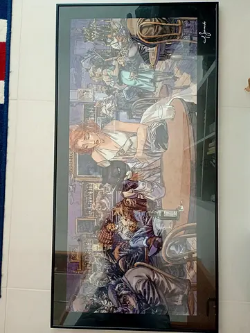 Framed Artwork of a Bustling Cafe Scene