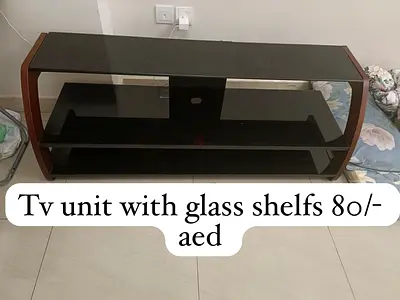 Stylish TV Unit with Glass Shelves for Sale