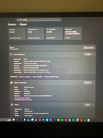 Alienware m18 r1 - core i19 13gen - 4080rtx 12gb - 32 ram - 2TB NVMe- 480hz - box available.