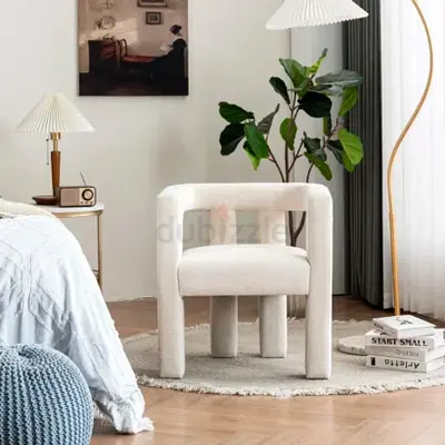 Silton Modern Wide Chenille Upholstered Accent Chair | Minimalist Barrel Design – Cream White