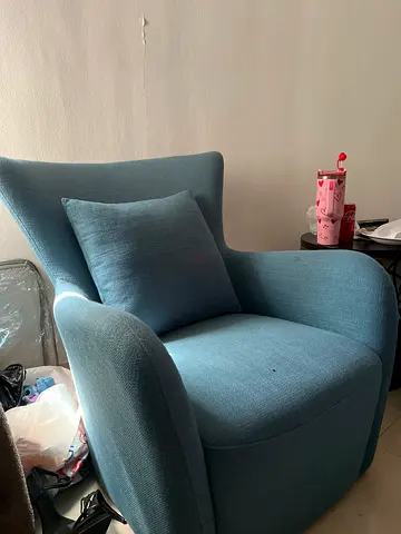 Cozy Light Blue Accent Chair with Cushion