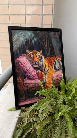 Wall Art frame - Bohemian Tiger on Sofa !