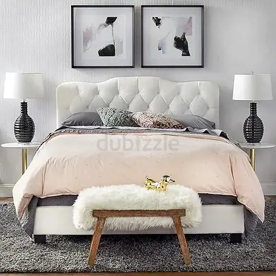 Elegant Upholstered Bed with Stylish Nightstands