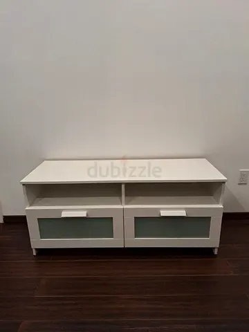 Modern White TV Stand with Storage