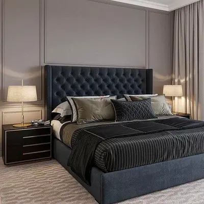 Elegant King Size Bed with Stylish Headboard