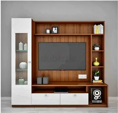 Classic Wood  White Integrated TV Wall Unit