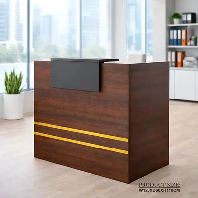 Reception Desk with Lockable Drawers – Modern Office Front Desk in Wenge Color