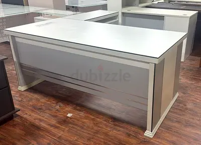 Modern White Desk with Glass Top