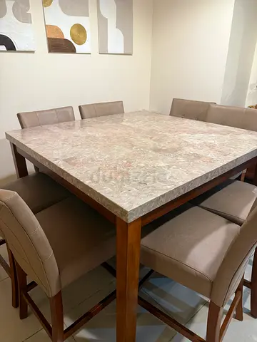 Ken 8 seater home center square granite dining table set