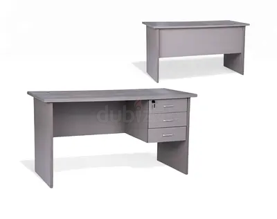 Stylish Gray Office Desk with Drawers