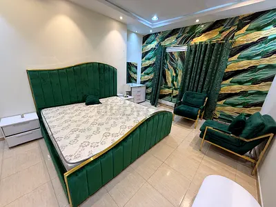 Bed King Size  Sofa Set Matching Curtains With Tow chairs