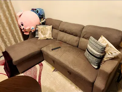 Cozy L Shape Sofa with Decorative Pillows