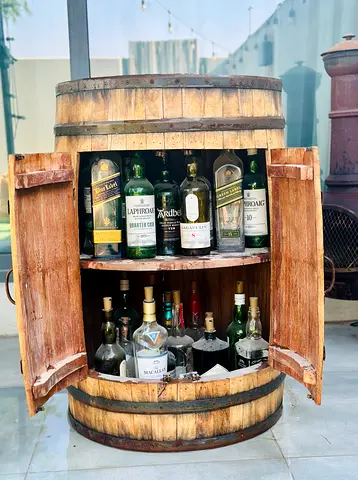 Bar OAK wine barrel with shielfs