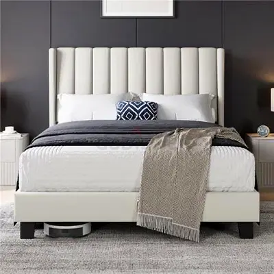 Stylish Queen Bed with Elegant Headboard