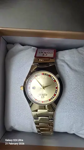 Stylish Gold CORAL Watch with Sparkling Accents