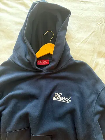 Gucci navy embroidered hoodie – received as a gift, looks authentic, price is negotiable