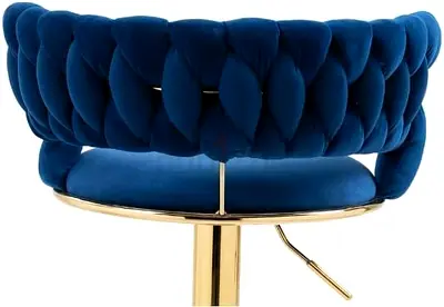 Brand New Elegant Blue Velvet Bar Stool with Gold Accent