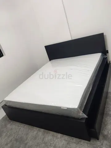 IKEA Malam queen bed frame with 2 storage drawers underneath and with IKEA mattress 160×200cm