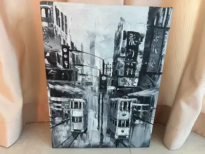 Monochrome Cityscape Painting