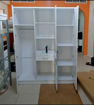 Spacious White Wardrobe with Multiple Compartments