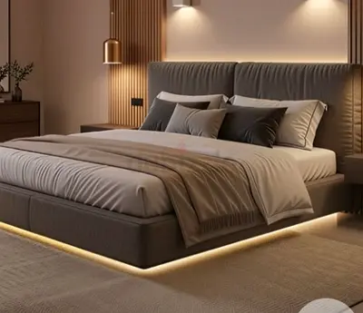 Elegant luxury Comfortable 180*200 king size gray colour Bed