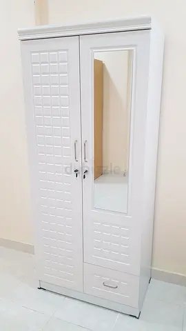 Elegant White 2 door Wardrobe with Mirror