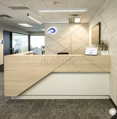 Minimalist Geometric Reception Desk